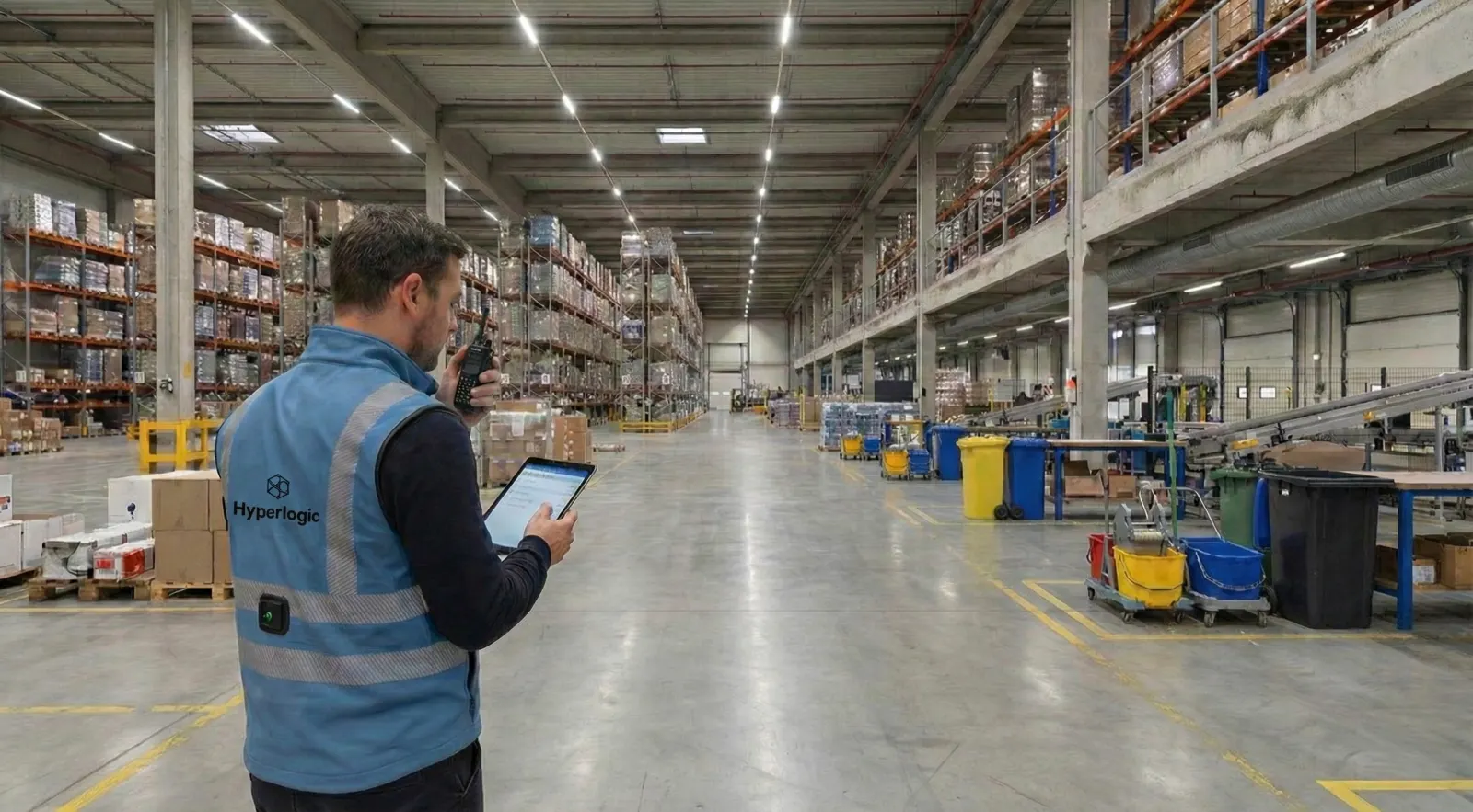 Field operator capturing a geo-tagged task in a warehouse.
